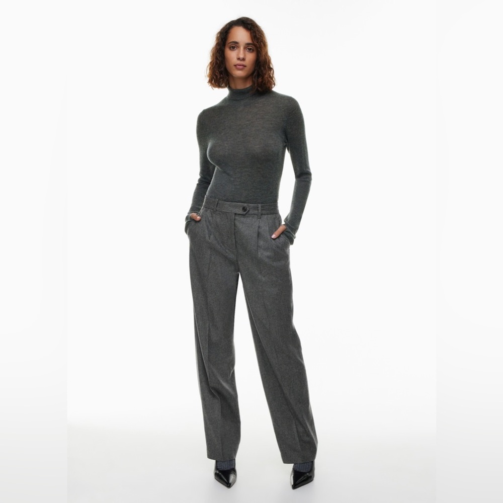 Aritzia Wilfred July Pant. Wool and cashmere relaxed wide-leg pant, Grey Size 12
